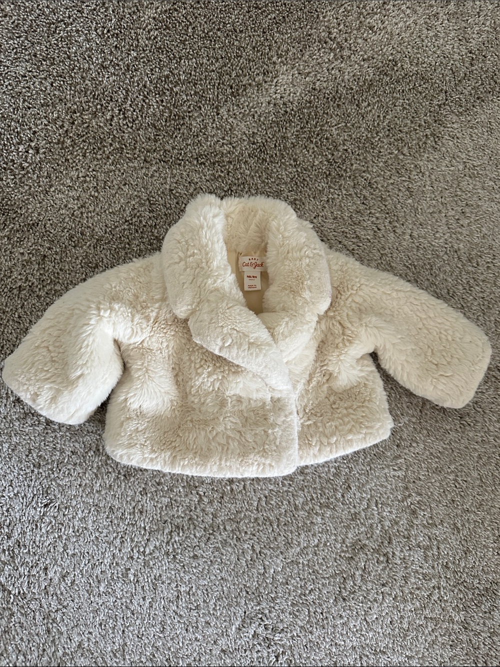 Cat & Jack Cream Faux Fur Baby Coat